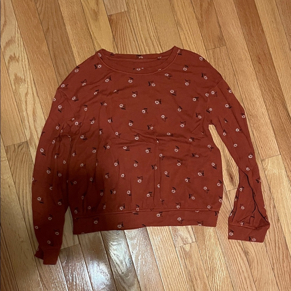 Girls Rust Red Floral top